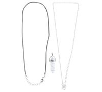 Lurrose Natural Stone Agate Necklace Pendant with White Crystal DIY Charm Pendant, Unique Hexagonal Bullet Shape, Includes Chain and Hanging Rope, for Cosplay and Jewelry Making Supplies