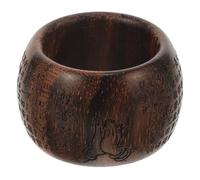 Lurrose Natural Wood Finger Ring Buddhist Texts Engraved Thumb Ring for Men Meditation Accessory Wealth Amulet