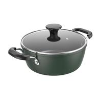 Lurrose Non-Stick Cast Stew Pot with Lid Blackish Green Even Heat Distribution for Stewing Meat Boiling Soup and Cooking Rice Compatible with All Stove Types Creative Cookware