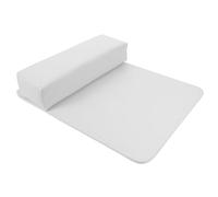 Lurrose Nonslip Manicure Handrest Pillow Cushion Set with White Pu Fake Leather, Washable Nail Art Table Mat and Armrest for Home and Professional Nail Salon Use