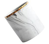 Lurrose Nordic Style Ceramic Pen Holder with Gold Marble Pattern, Grey Geometric Desktop Storage Organizer for Makeup Brushes and Office Supplies, School Stationery Storage Cup