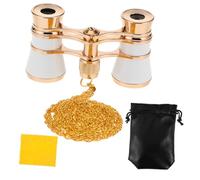 Lurrose Opera Glasses with Chain Vintage Metal Compact Binoculars for Adults Theater Concert Bird Watching with Storage Pouch White Cotton Bag
