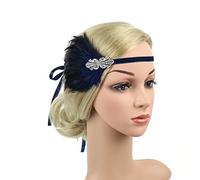 Flapper Headpiece Great Headband Feather Headband Fascinator Ostrich Costume Wedding Party Hair Accessories (Blue)