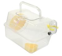 Lurrose Panoramic Sunroof Hamster Cage Portable Hamster Travel Carrier with Nursery Space Yellow Small Pet Enclosure and Guinea Pigs