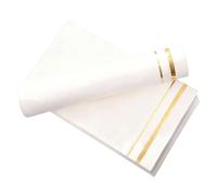 Lurrose Paper Guest Towels Embossed Soft and Absorbent 100pcs White Disposable Napkins with Gold Trim Wedding for Engagement Party and Celebration