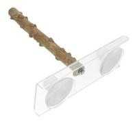 Lurrose Parrot Play Stand and Bird Claw Grinding Rod, Portable Wooden Perch with Suction Cup for Budgie Cage, for Bird Foot Exercise and Entertainment