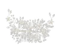 Lurrose Pearl Leaf Hair Clips Rhinestone Bridal Hair Comb Comfortable for Women Wedding Prom Party