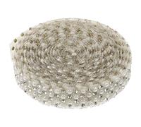 Lurrose Pearl Rhinestone Adhesive Chain Strip for DIY Clothing Ornament, White Pearl Decorative Beaded Trim Ribbon Roll Suitable for Sewing and Craft Embellishments