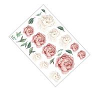 Lurrose Peony Wall Sticker Dark Pink Self-Adhesive Wall Decoration Floral Pattern Wallpaper for Living Room Bedroom Home Decor