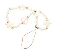 Lurrose Phone Anti-lost Wrist Strap for Mobile Phone and Camera, Acrylic Material with White Love Heart and Star Beads, for Valentine's Day Gift for Girls and Women