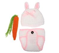 Lurrose Photography Outfit Set with Woolen Yarn Bunny Ear Hat and Pants, and Keep Warm, for Photo Shoot and Newborn Girl Or Boy Sessions