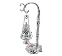 Lurrose Pilgrimage Incense Burner Christmas Ceremony Item Hanging Worship Censer Vintage Censer Holder Office Worship Accessory Charcoal Fragrance Burner Restaurant Ceremony Decor Silver