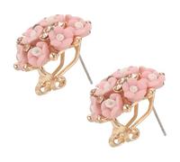 Lurrose Pink Flower Earrings for Women, Modern Zinc Alloy and Ceramic Material, Comfortable and Easy Pairing, for Everyday Wear