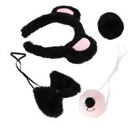 Lurrose Plush Bear Ears Headband Black Animal Ear Accessory Comfortable Material Versatile Use Cute Design for Halloween and Celebrations
