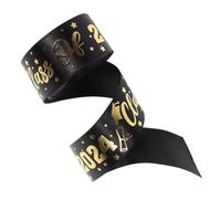 Lurrose Polyester Decorative Ribbon Roll 2.5cm X 5 Yards Black Graduation DIY Wrapping Ribbon with Hot Stamping Gold Print for Party and Craft Decor