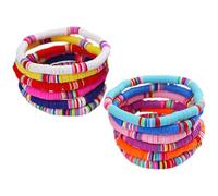 Lurrose Polymer Clay Stretch Bracelets Lightweight Elastic Wrist Decor Bohemian Style 12pcs with Gentle Touching Feeling Color for Women Birthday and Graduation Gifts