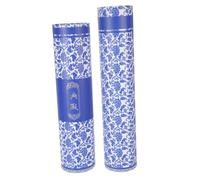 Lurrose Porcelain Pattern Scroll Storage Box for Calligraphy and Painting Scrolls Decorative Blue and White Printed Paper Traditional Chinese Art for Home and Office