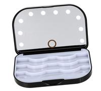 Lurrose Portable LED False Eyelash Case with Mirror, Plastic Eyelash Organizer Box Featuring Sufficient Storage Space for Personal Use and Friends Gathering