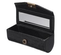 Lurrose Portable Lip Case Holder with Built-in Mirror, Black Decorative Lipstick Storage Box, Prevents Cracking and Deformation, Stylish Travel Cosmetic Organizer for Handbag and Special