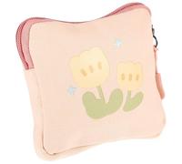 Lurrose Portable Nursing Pad Pouch and Sanitary Towel Holder Canvas Coin Bag with Flower Pattern Square Multi-Purpose Tampon Storage Bag for Students Practical Outdoor