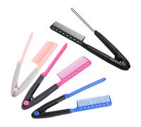 Lurrose Portable V-shaped Hair Straightening Comb Rapid Straightening and Frizz Reduction 4pcs with Plastic Material for Women for Thick and Fine Hair during Work and Traveling