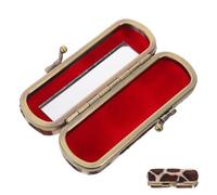 Lurrose Portable Velvet Lipstick Storage Case Featuring Mirror and Metal Fastener, Travel-Friendly Lipstick Holder for Daily Touch-Ups and Evening Events