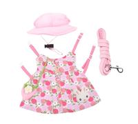 Lurrose Rabbit Harness with Leash Bunny Harness Rope Cute Printed Pet Rabbit Clothing Set Peach Color Large Size for Holland Lop Dwarf Indoor Use