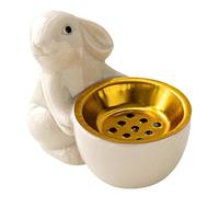 Lurrose Rabbit Statue Incense Holder Bunny Figure Cone Incense Burner for Indoor Home Decor Meditation Yoga Bedroom Office Tabletop 3.35 X 2.76 X 1.97 in