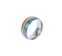 Lurrose Rainbow LGBT Pride Ring: Colorful Titanium Ring Decorative Wedding Jewelry for Women Men Gay & Lesbian LGBT Couples Parties Special Events Gift, Size 7