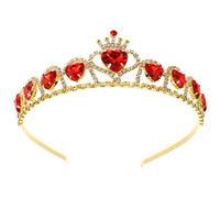 Lurrose Red Heart Crown Red Rhinestone Tiara Baroque Queen Crown Crystal Diamond Tiara for Wedding Princess Bridal Birthday Party Photos