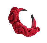 Lurrose Red Rose Headband with Delicate Design for Party and Daily Wearing Comfortable Cloth Hair Band Fashionable Floral Hair Accessory for Women