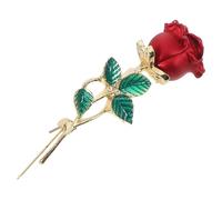Lurrose Red Rose Lapel Pin for Women Elegant Floral Brooch with Enamel Coating Birthday Party Accessory Suit Decoration Stylish Red Brooch Pin for Dress