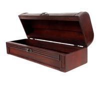 Lurrose Red Wine Packing Box Wooden Wine Presentation Box Brown Portable with Tote Rope Anniversary and Wedding Gift
