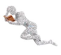 Lurrose Resin Reading Woman Figurine Desktop Ornament Small Abstract Thinker Statue for Home and Office Bookshelf Decoration