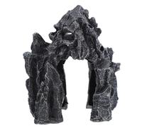 Lurrose Resin Reptile Cave Hideout for Snake Tank Habitat with Natural Feel, Black Special Shape Design Ornament Suitable for Small Pets and Aquarium Landscape Decoration