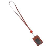 Lurrose Retractable Employee Badge Holder with Pu Lanyard, Adjustable Length and Excellent Elasticity, 360° Rotating Clip, Heavy Duty Card Holder for Factory Patrols and Receptions, Brown