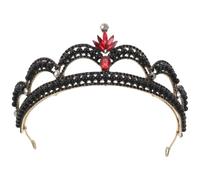 Lurrose Retro Baroque Crown Tiara Headband, Black Alloy Rhinestone Keepsake Hair Accessory for Bride, Women, Wedding and Princess Birthday Celebration
