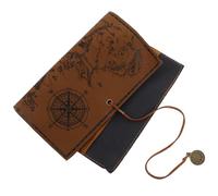 Lurrose Retro Leather Roll Up Pencil Case Large Capacity Treasure Map Design Canvas Pouch for Travel Artists and Office Use