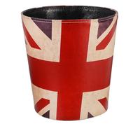 Lurrose Retro Vintage Pu Leather Waste Container Bin No Lid Home Office Kitchen Storage Basket Dustbin Union Jack Pattern Large Capacity for Bedroom and Living Room