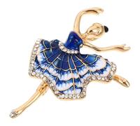 Lurrose Rhinestone Ballet Dancer Brooch Pin in Blue Zinc Alloy, Elegant and Creative Decoration Gift for Women, Accessory for Dance Costume Or Special Occasion