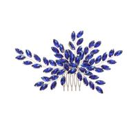Lurrose Rhinestone Bridal Hair Comb Insert Comb Hair Accessory for Women Wedding Bride Use Blue with Silver Thread Side Hairpiece