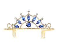 Lurrose Rhinestone Crystal Tiara Crown Headband Lightweight Comfortable to Wear Bridal Party Hair Accessory for Wedding Photography Blue
