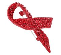 Lurrose Rhinestone Ribbon Awareness Lapel Pin Brooch Cancer Brooch Creative Unique Design Alloy Easy to Carry Show Support Women Awareness Events World Aids Day