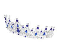 Lurrose Rhinestone Wedding Crown Headband Silver Blue for Women Teens Birthday Prom Party Princess Hair Accessory