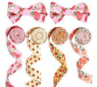 Lurrose Ribbon Soft Sturdy 4 Rolls Polyamide Yarn Summer Fruit Pattern for Crafting and Wrapping for Creating Bouquets and Gift Wrapping for Crafts and Presents