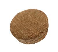 Lurrose Round Rattan Storage Basket with Lid Hand Woven Wicker Desktop Organizer Divided Snack Box for Kitchen Fruit Candy Storage and Office Supplies in Orange
