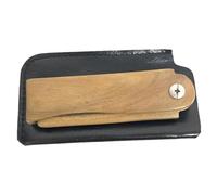 Lurrose Sandalwood Folding Beard Comb with Leather Case, Wooden Mustache Comb Pocket Accessory for Men’s Beard Grooming and Styling at Home Or Travel