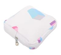 Lurrose Sanitary Napkin Organizer with Sturdy Zipper Large Capacity for Women and Easy to Open Oxford Cloth Storage Pouch in White, for Travel and Daily Use