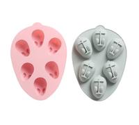 Lurrose Silicone Bunny Cake Mold for Baking with 6 Holes, 3D Cartoon Style Silicone Bakeware in Pink for Making Cookies and Puddings, Baking Mold for Creative Kitchen Use
