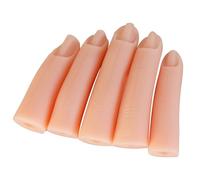 Lurrose Silicone Nail Art Fake Fingers 5Pcs Set for Manicure Training with Smooth Surface Lightweight Reusable Practice for Nail Technicians and Students